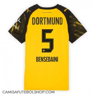 Camisa de time de futebol Borussia Dortmund Ramy Bensebaini #5 Replicas 1º Equipamento Feminina 2025-26 Manga Curta Camisa de time de futebol Borussia Dortmund Ramy Bensebaini #5 Replicas 1º Equipamento Feminina 2025-26 Manga Curta